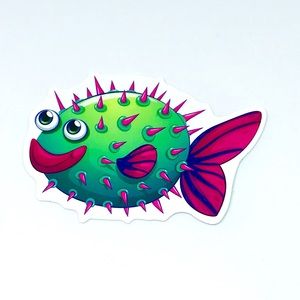 Spike Tropical Ocean Water Fish Cartoon Style Single Decor Sticker